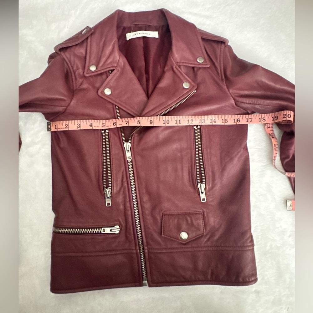n nicholas Moto leather jacket burgundy maroon color/ New - Picture 5 of 10